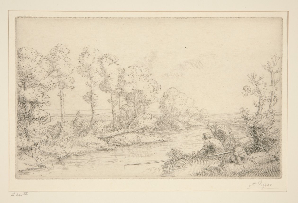 Hvil ved flodbredden af Alphonse Legros