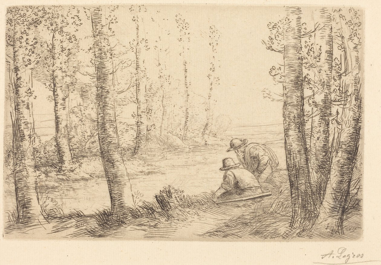 Hvil ved flodbredden (Repos au bord de la rivière) af Alphonse Legros