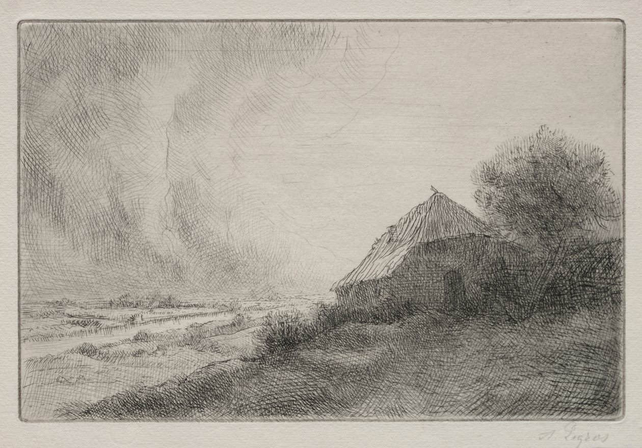 Ødelagt hus på en bakkeskråning af Alphonse Legros