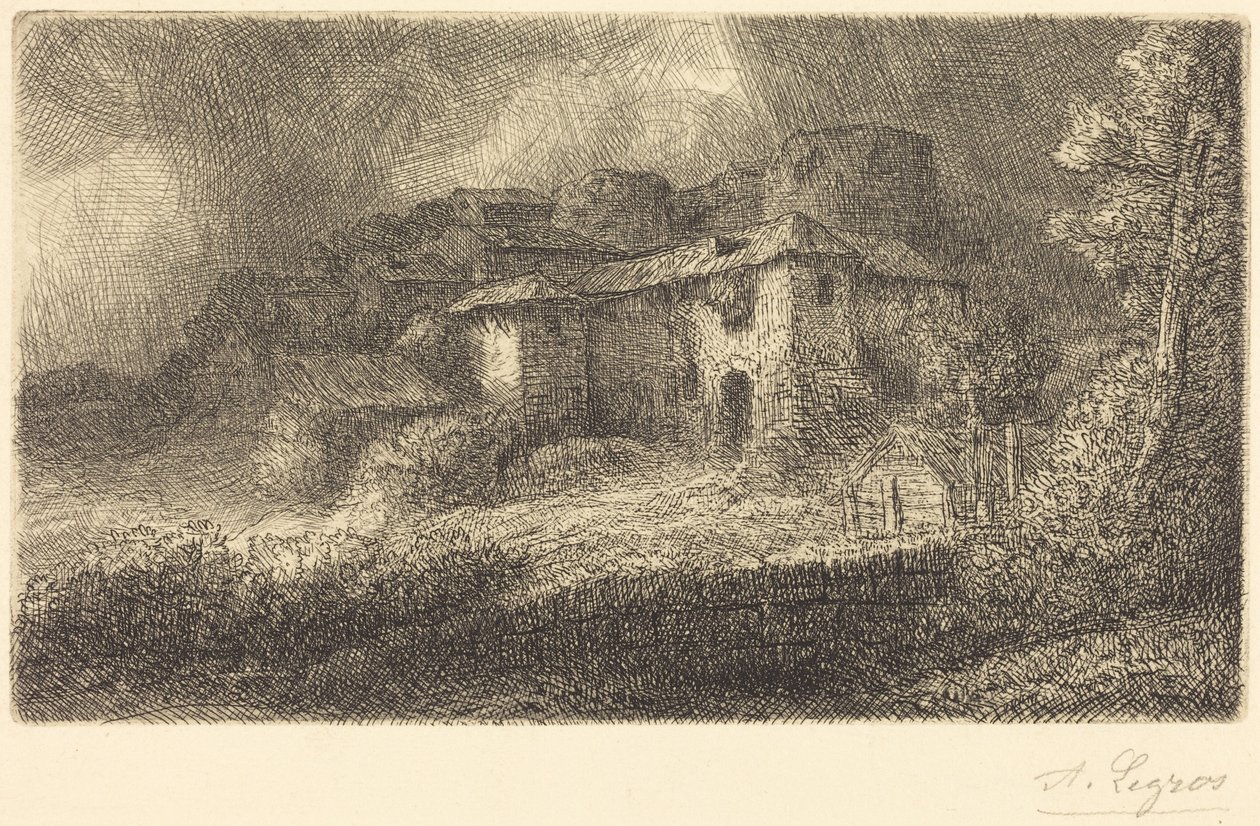 Ruinerne af et slot (Les ruines du château) af Alphonse Legros