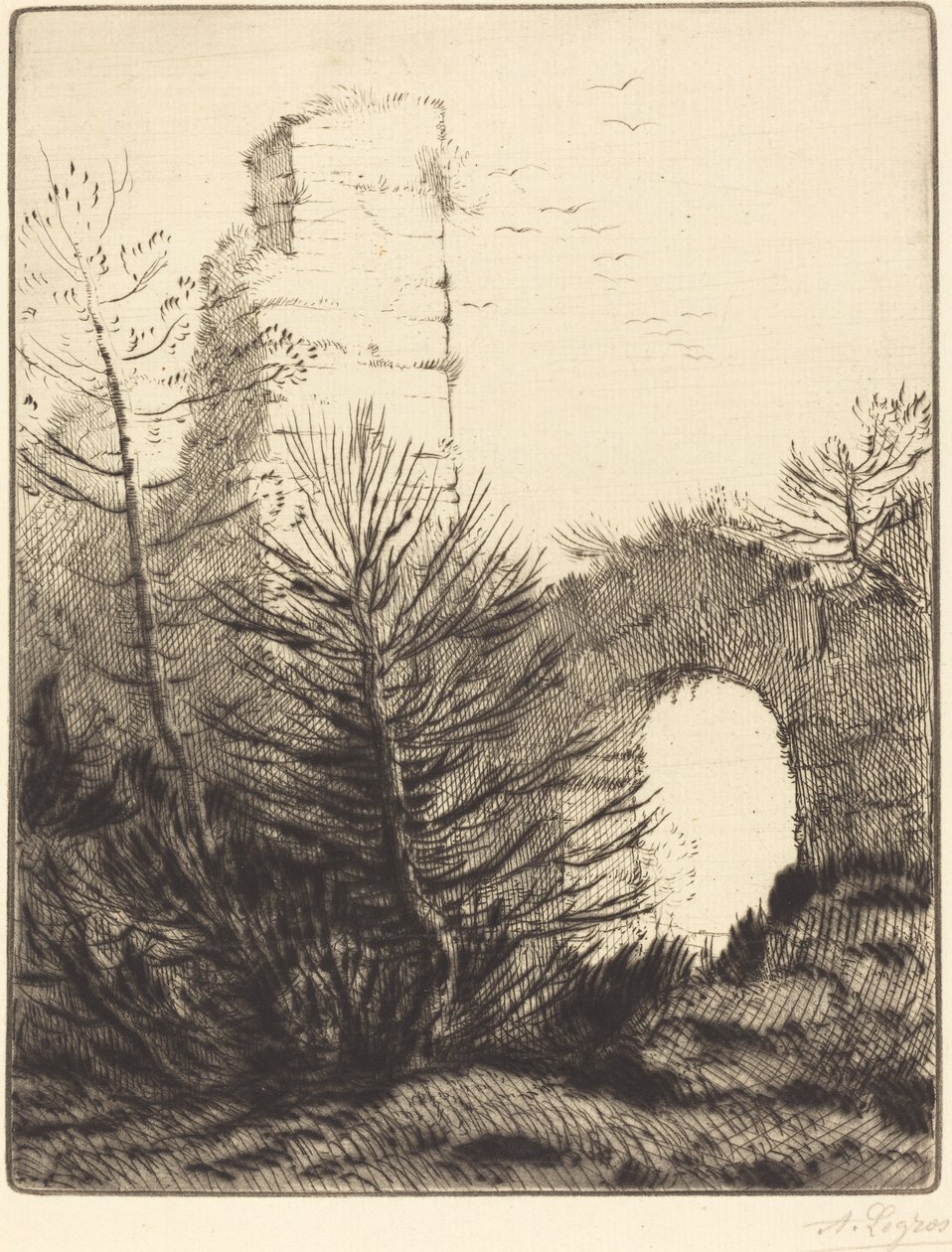 Ruinerne af et kloster (Les ruines du monastere) af Alphonse Legros