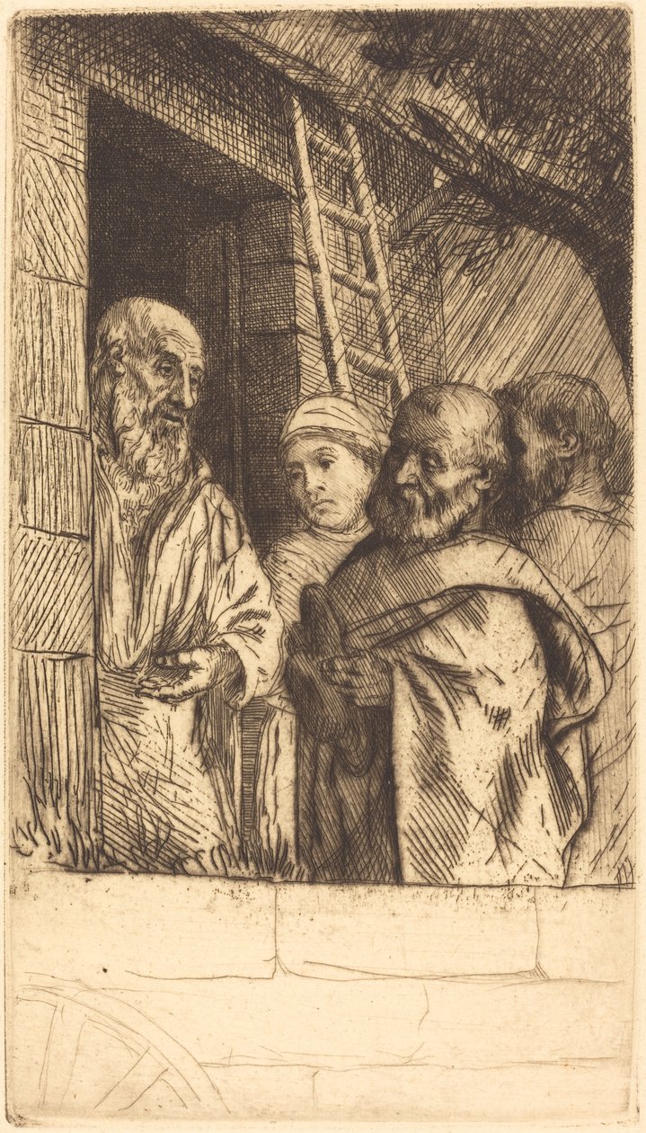 Sankt Peter og Sankt Paul ved døren til Bonhomme Misere Saint Pierre et Saint.... af Alphonse Legros