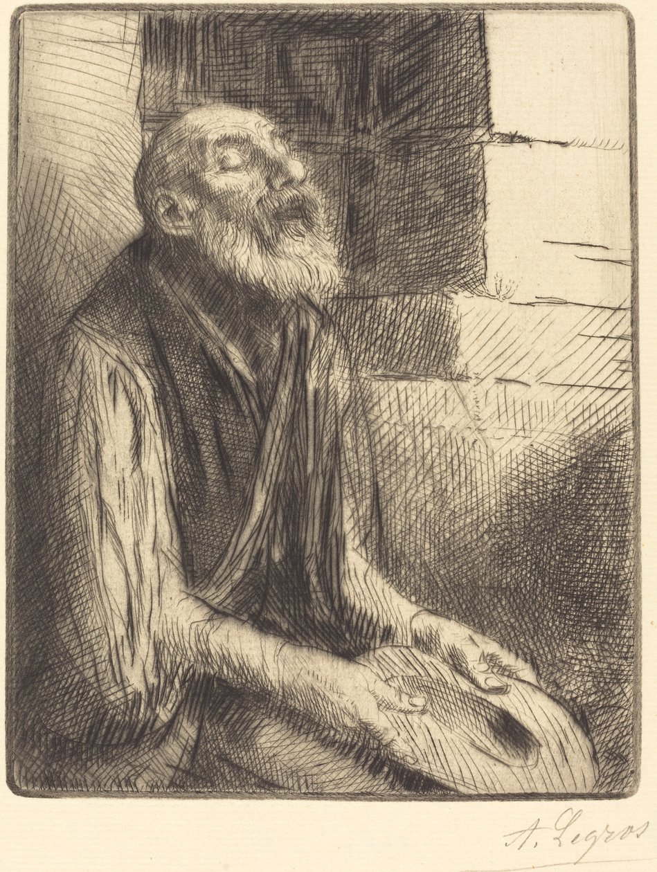 Siddende Beggar Mendiant assist. af Alphonse Legros