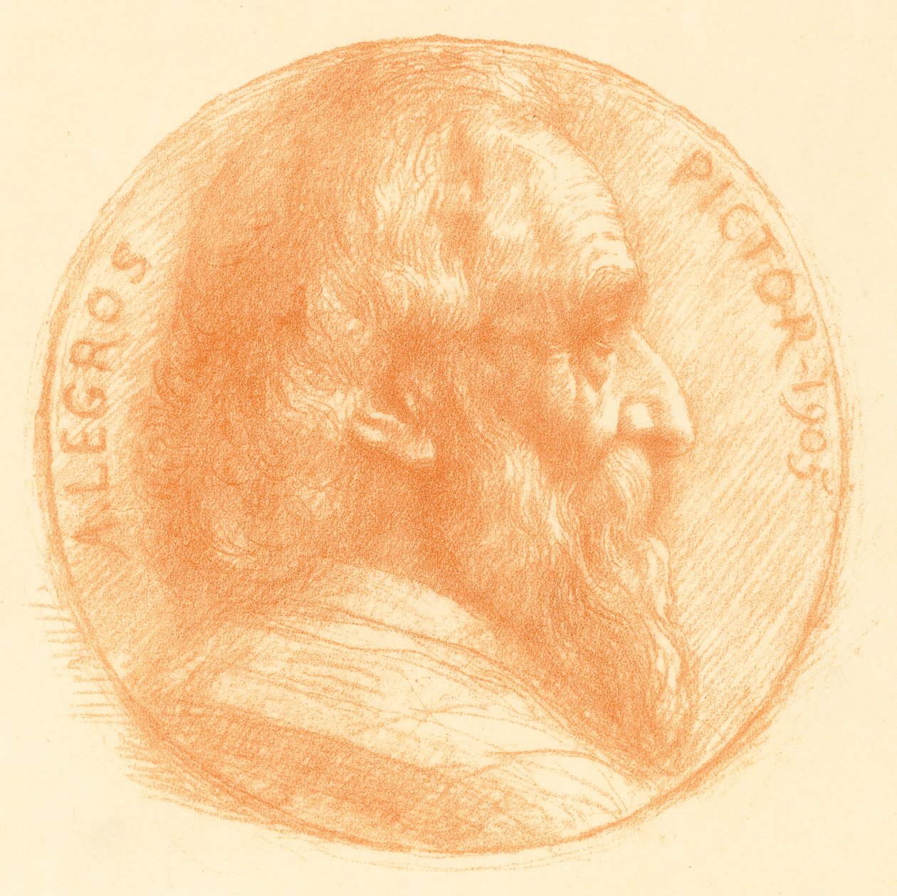 Selvportræt, Medaljon, nr.2, 11. plade af Alphonse Legros
