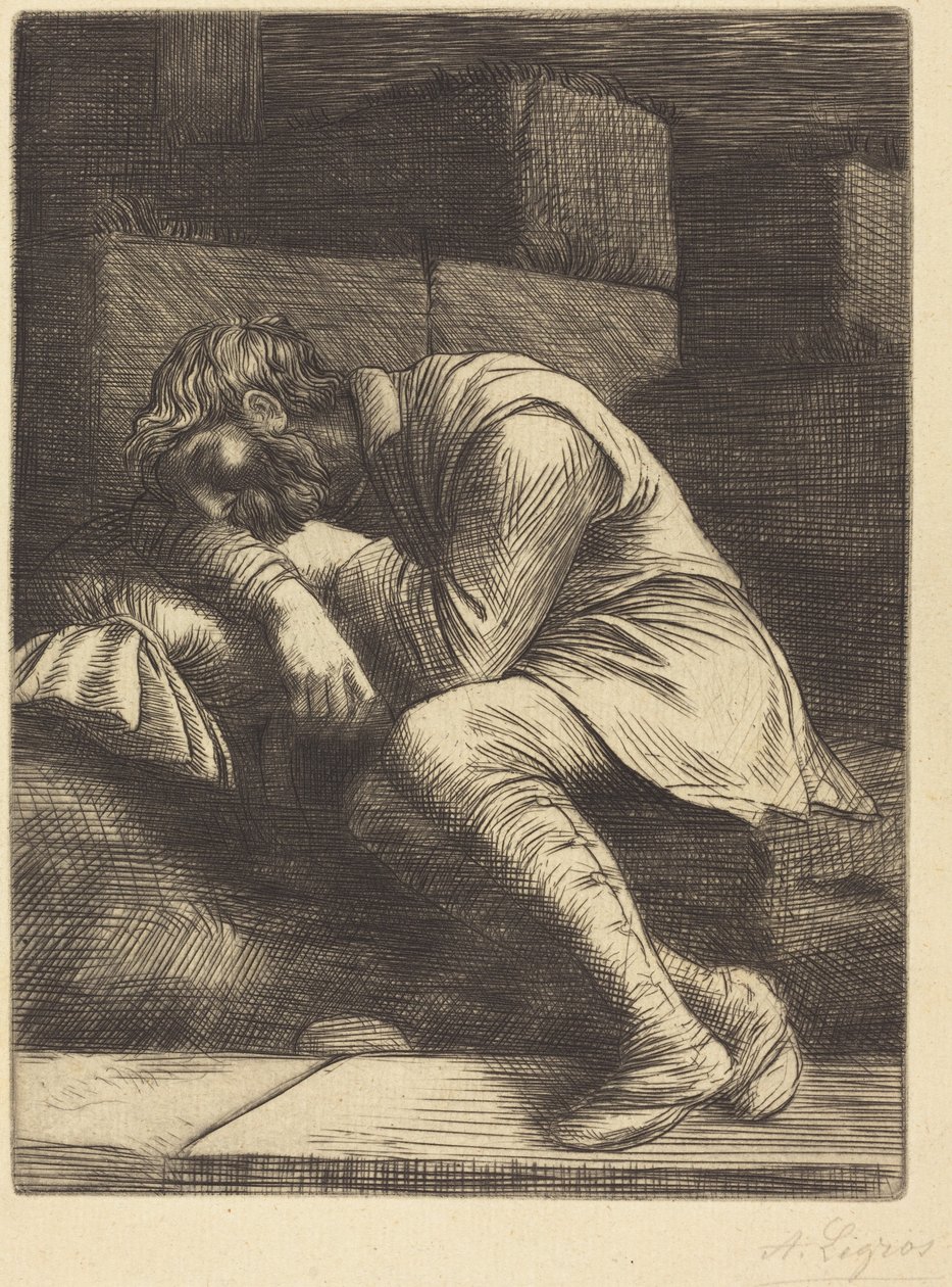 Sovende tigger af Alphonse Legros