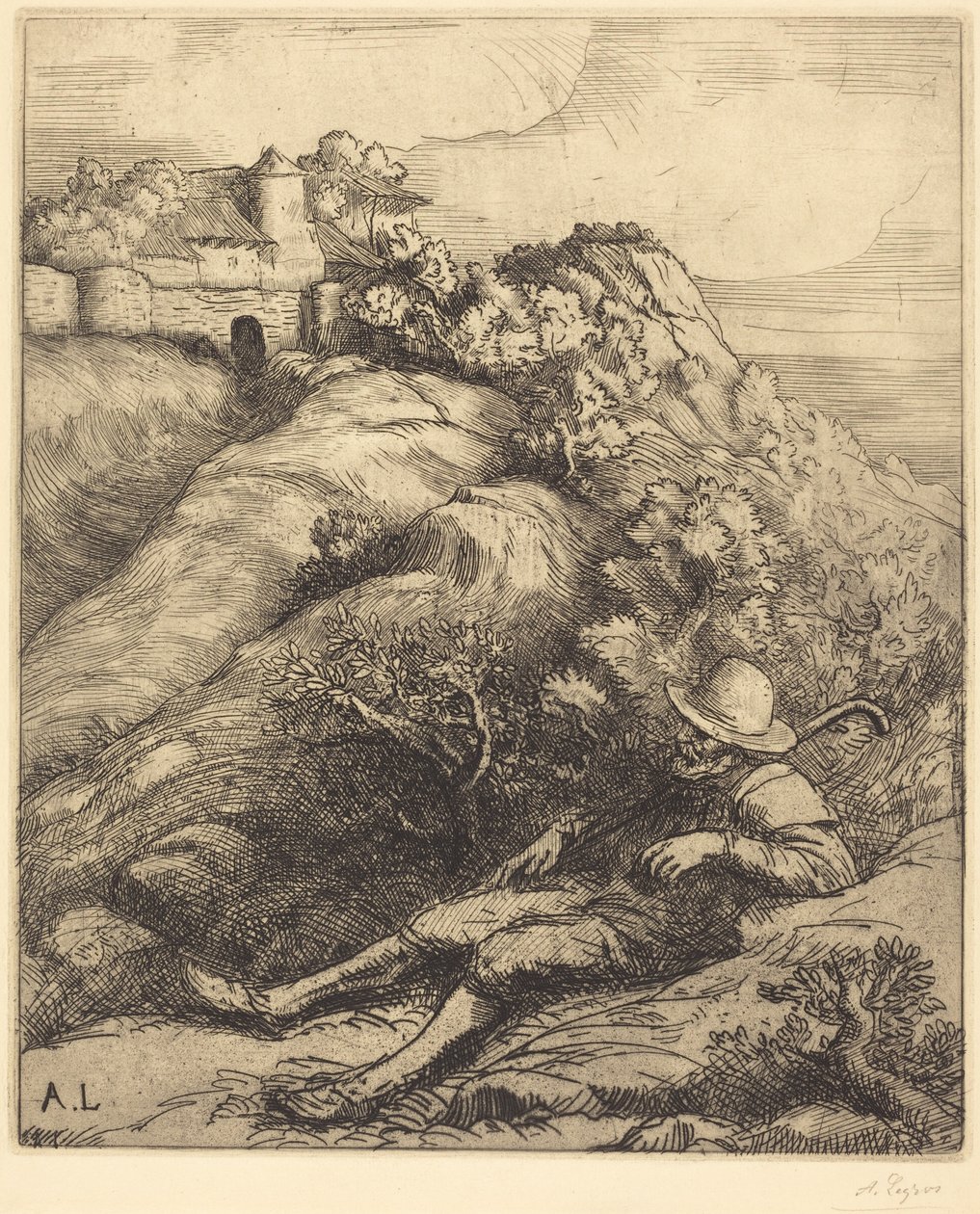 Sleeping Shepherd (Hyrdens hvile) af Alphonse Legros