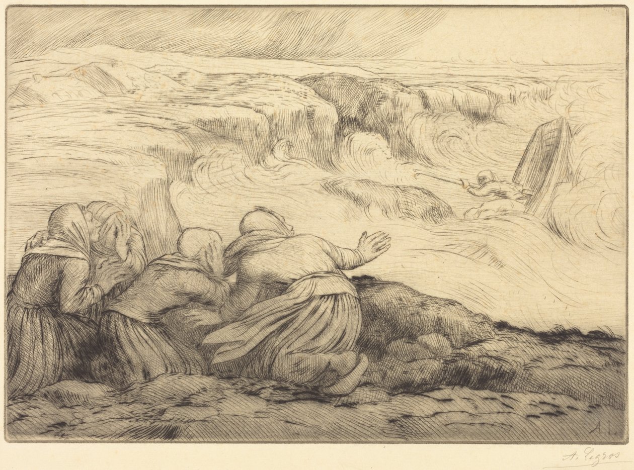 Lille båd i fare (Barque en péril) af Alphonse Legros
