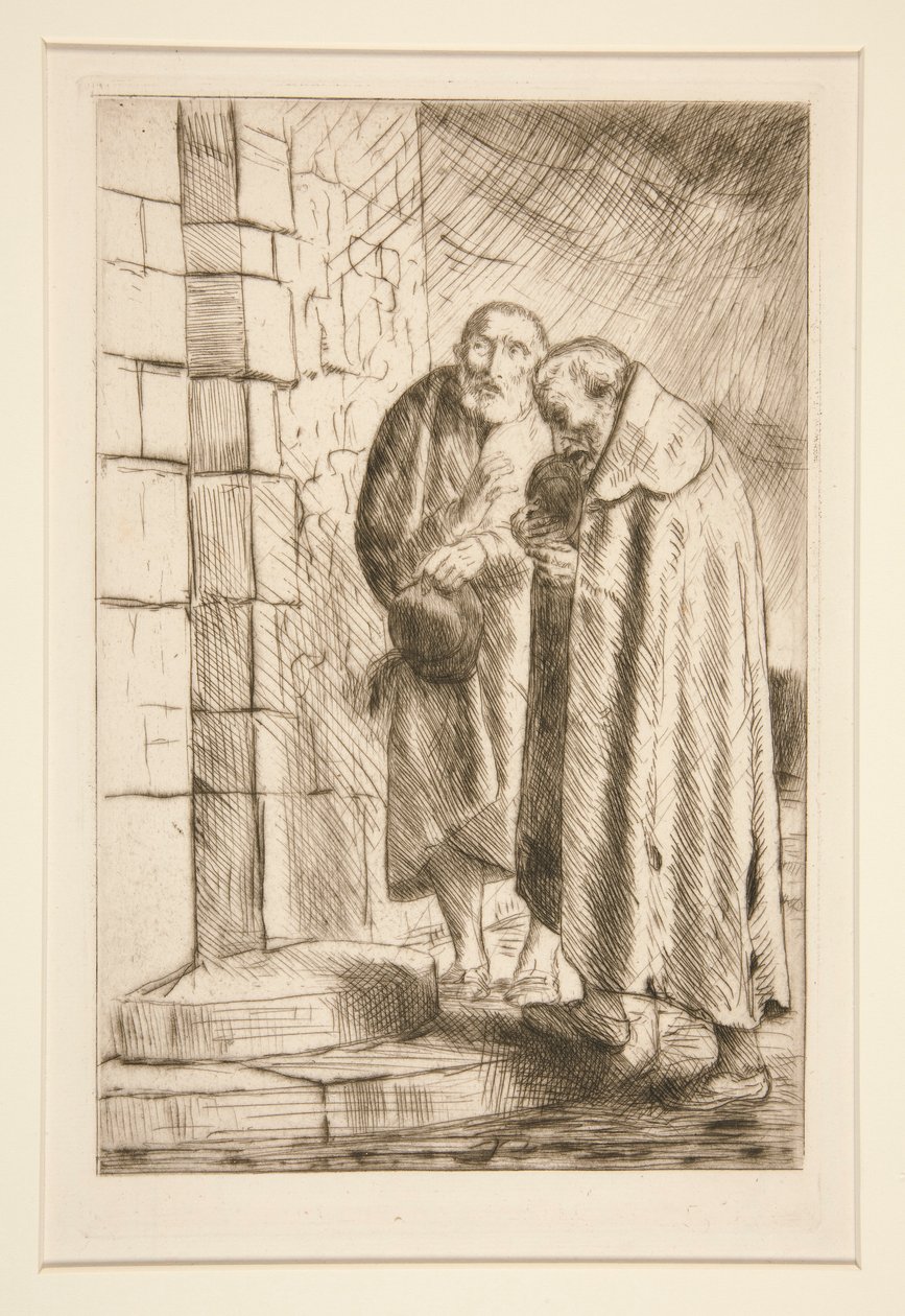 St. Peter og St. Paul a la porte de M. Richard, fra Histoire du Bonhomme Misere (St. Peter og St. Paul hos Mr. Richard af Alphonse Legros