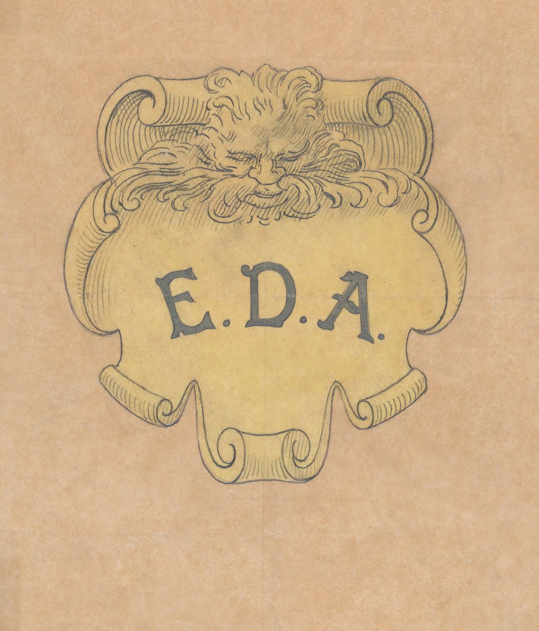 Undersøgelse for en bronzenavneplade til Edward D. Adams, ca. 1892. af Alphonse Legros