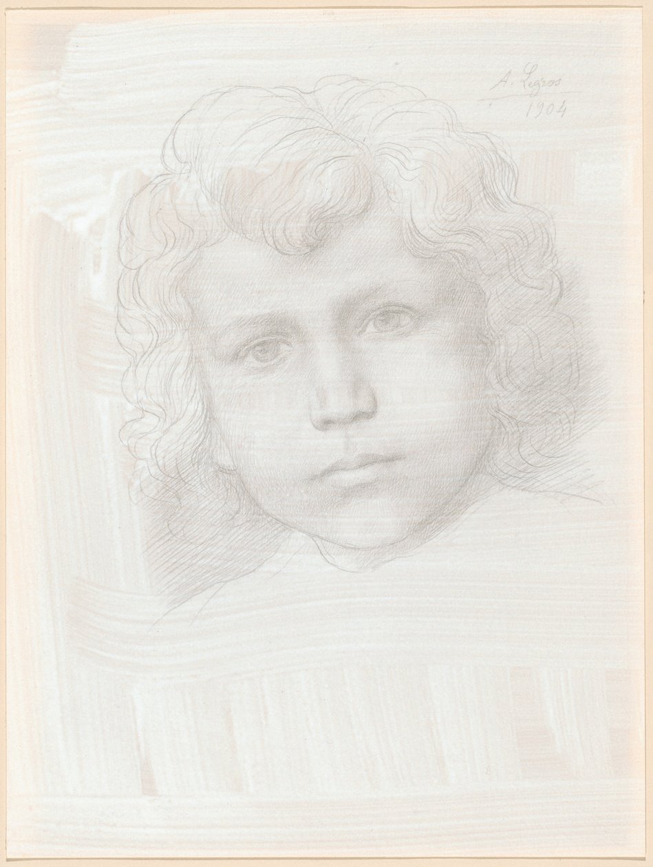 Studie af Amor (hoved af en pige) af Alphonse Legros