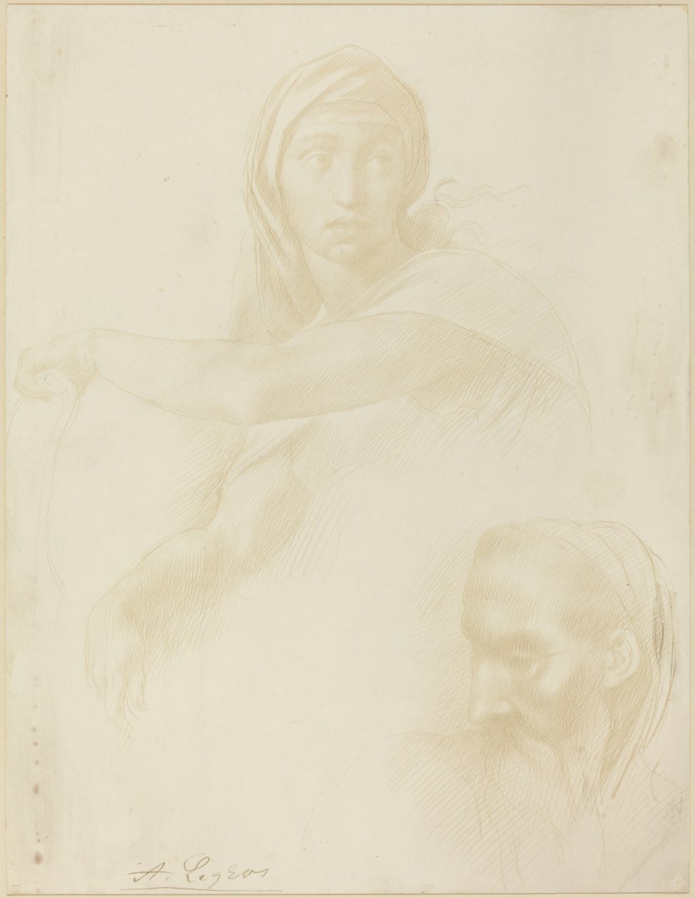 Studie af Delphic Sibyl, Head of a Man. af Alphonse Legros