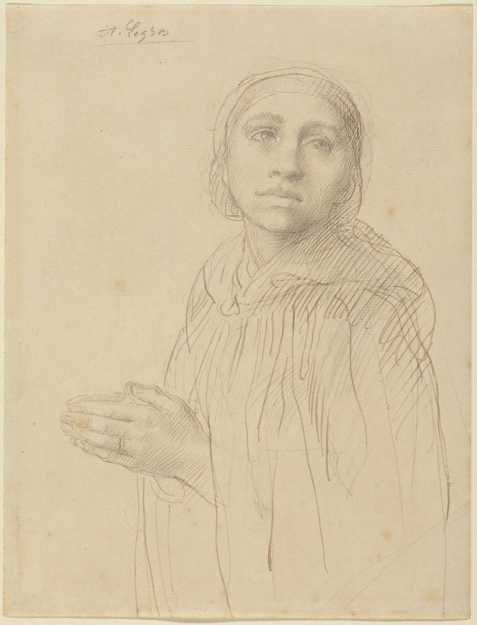 Studie af en bedende kvinde af Alphonse Legros
