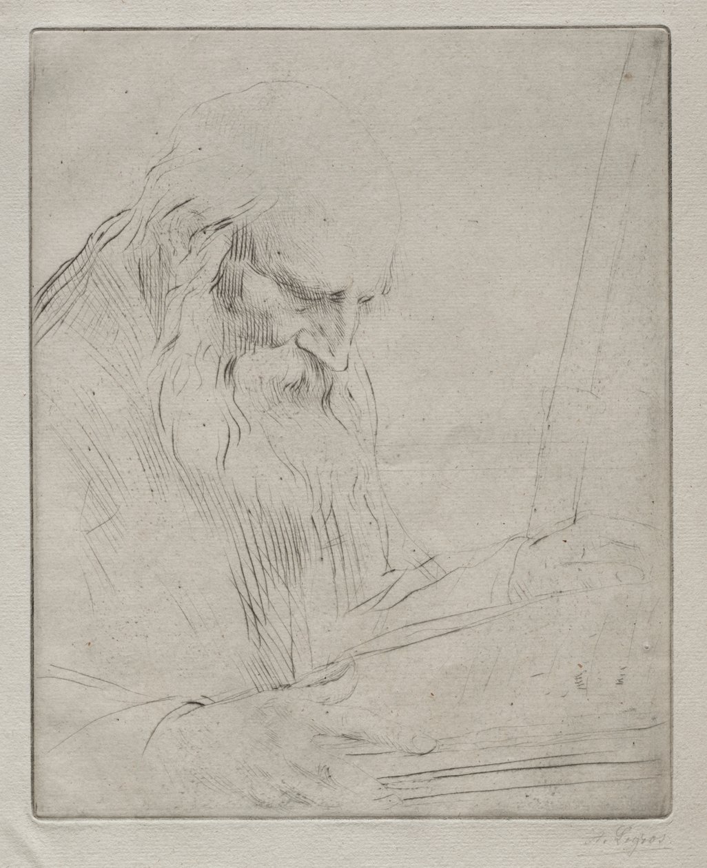 Studie af en mand, der læser af Alphonse Legros