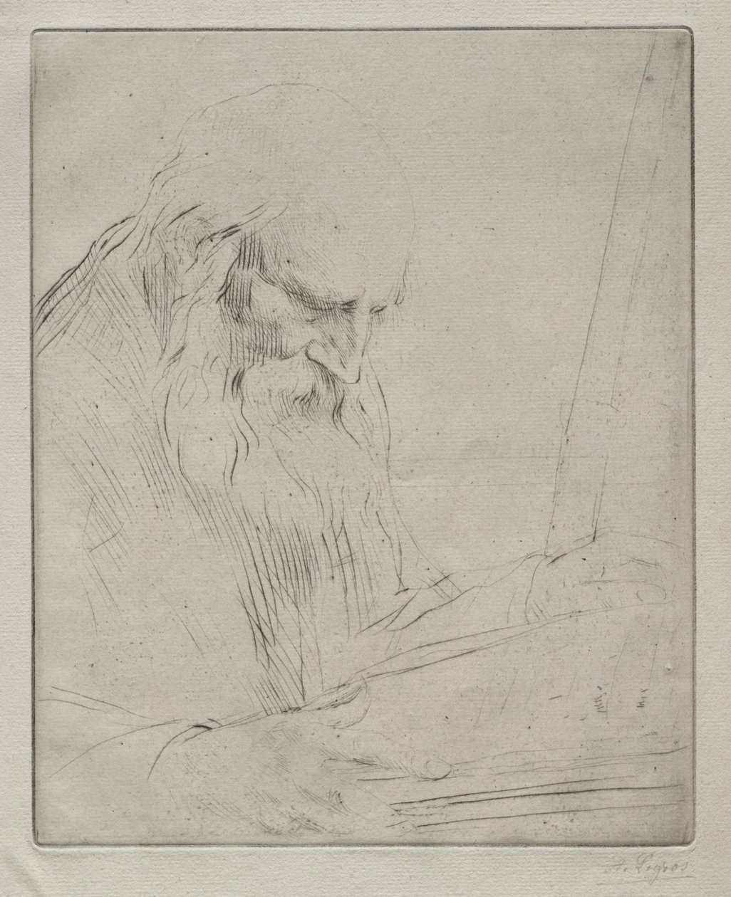 Studie af en mand, der læser. af Alphonse Legros