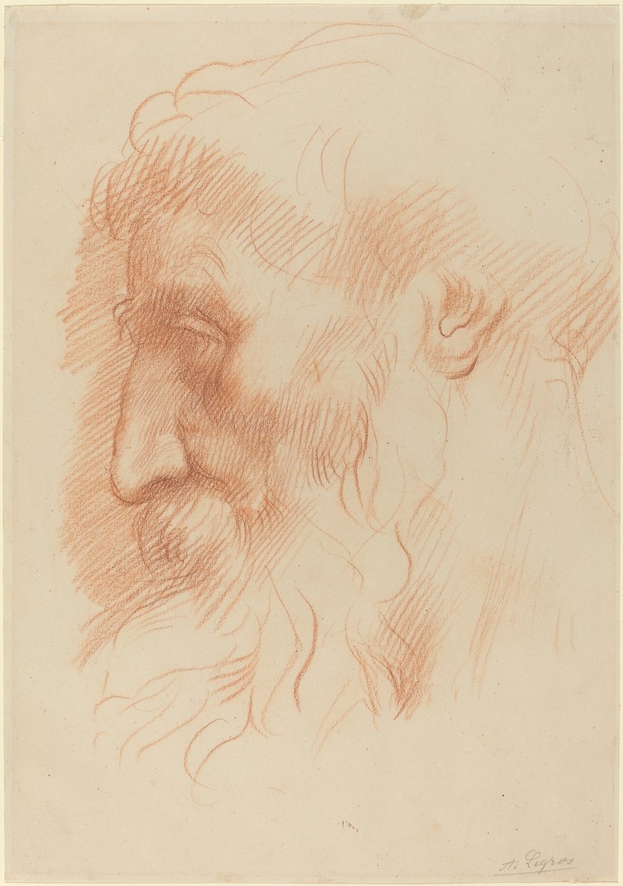 Studie af en mands hoved [recto] af Alphonse Legros