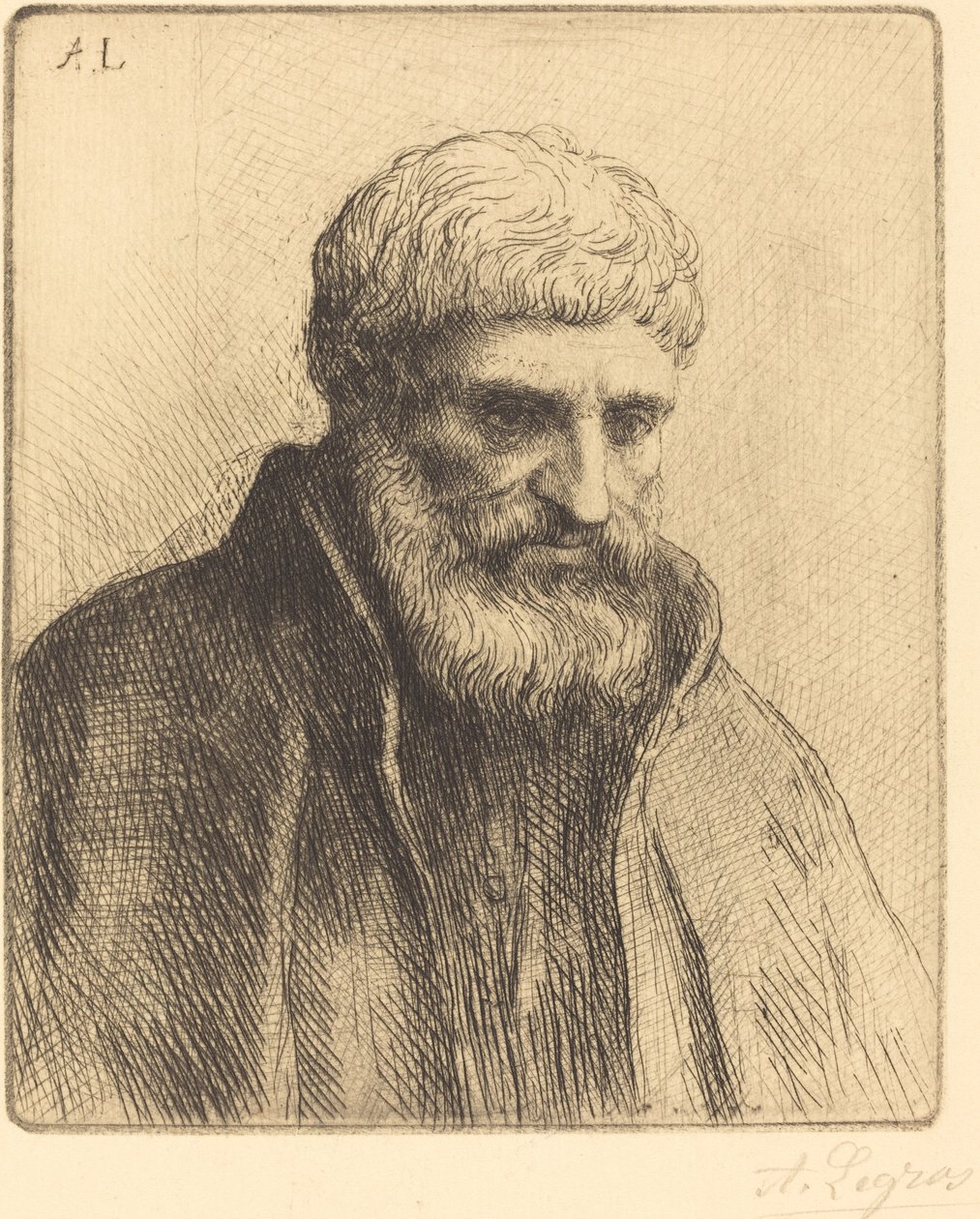 Studie af en gammel mand (Etude de vieillard) af Alphonse Legros
