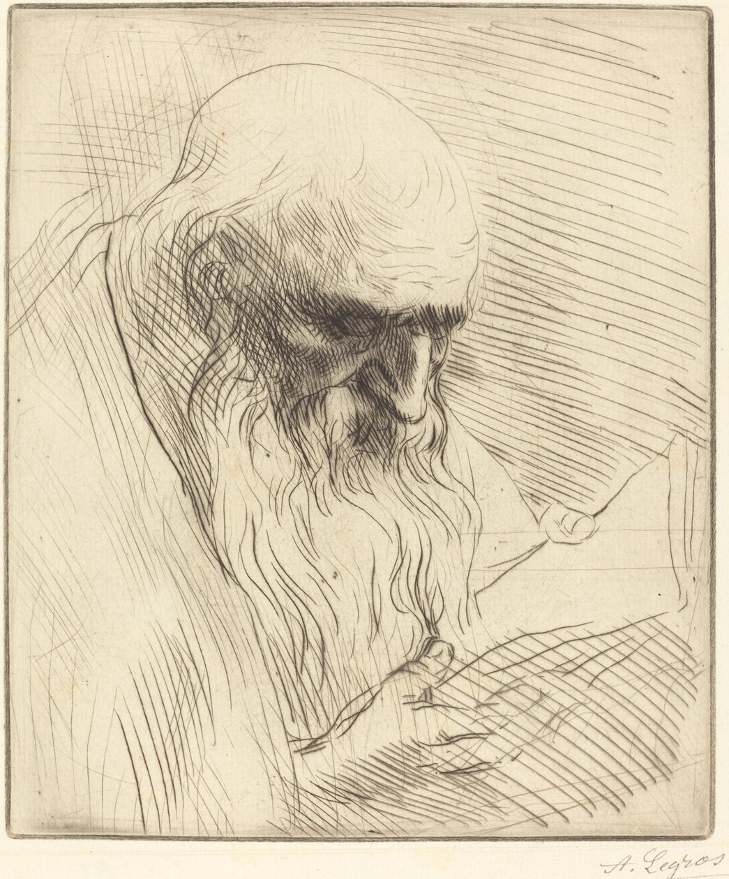 Studie af hovedet på en mand, der læser (Etude de tete d