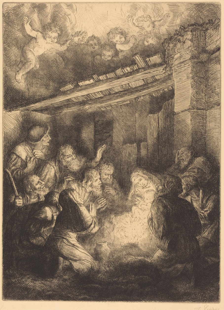 The Adoration of the Shepherds (Hyrdernes tilbedelse) af Alphonse Legros