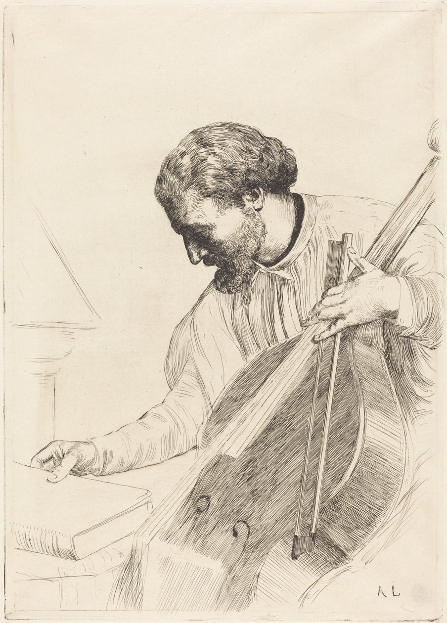 The Bass Player (Kontrabassisten) af Alphonse Legros