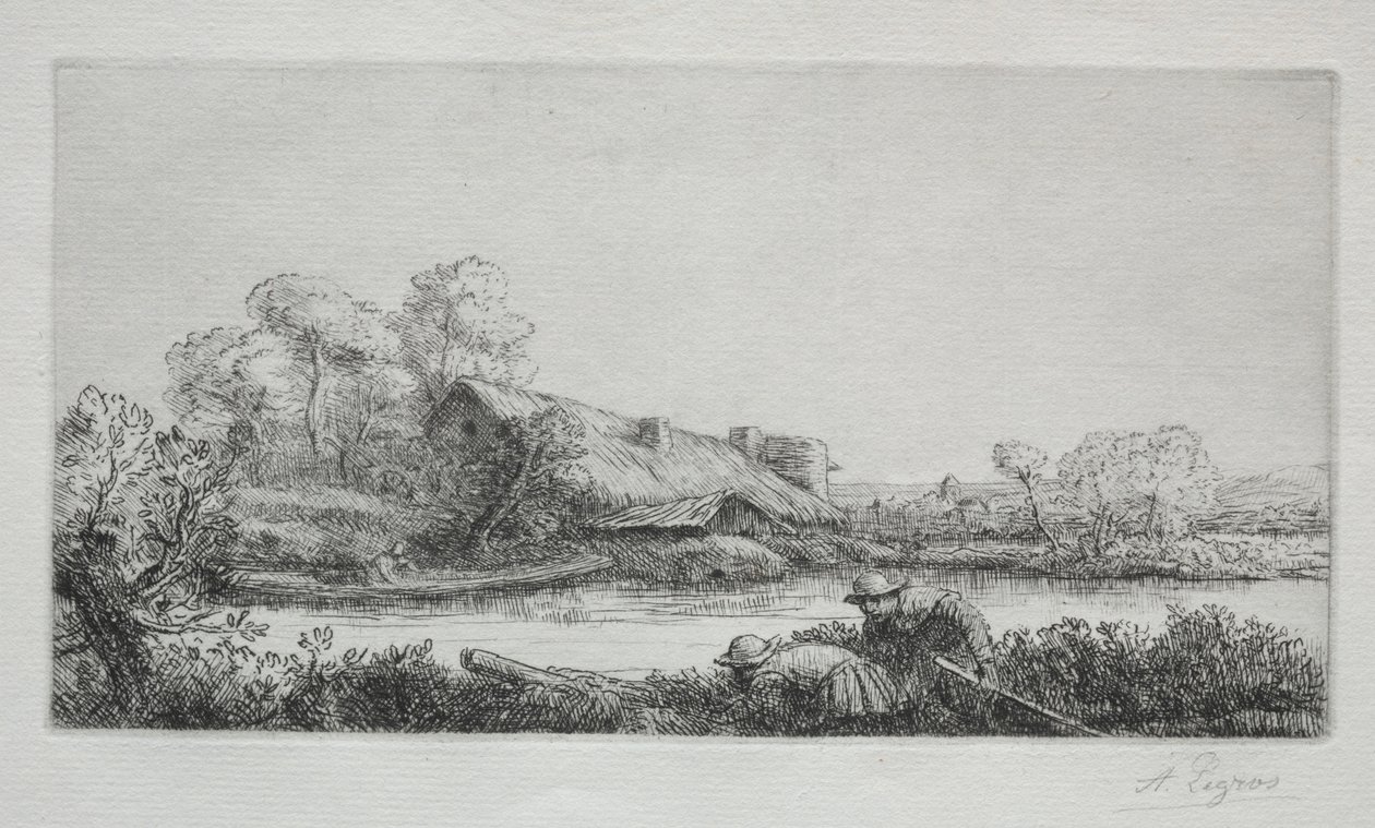 Gården ved floden La Ferme Sur La Rivière: Afteneffekt. af Alphonse Legros