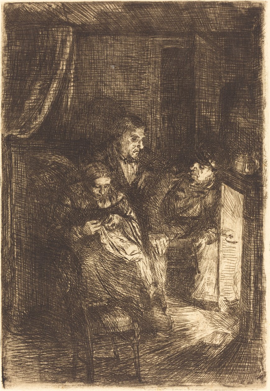 The Hearth Le foyer. af Alphonse Legros