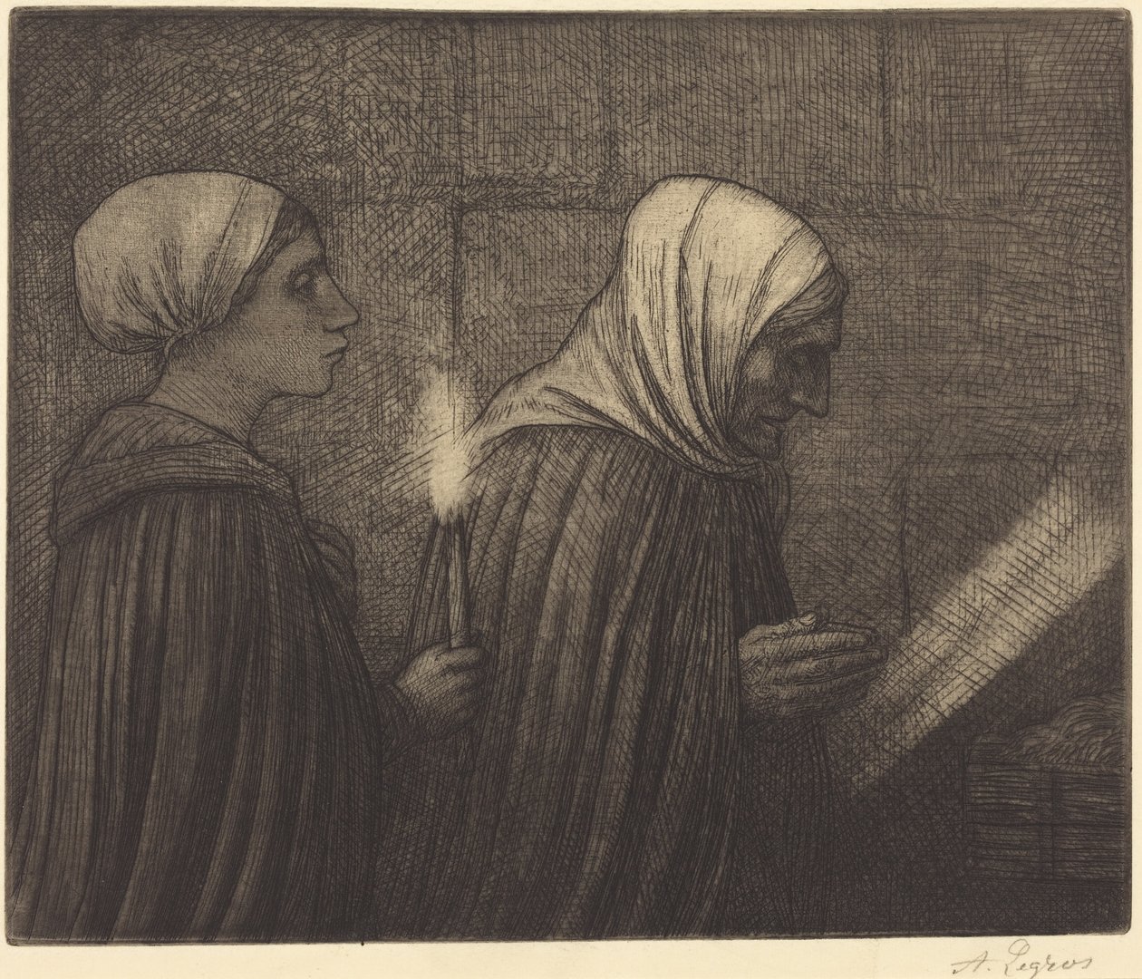 The Manger (Julekrybben) af Alphonse Legros