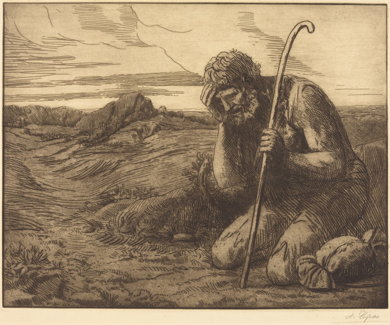 Den fortabte søn, 6. blad („Det fortabte barn“) af Alphonse Legros