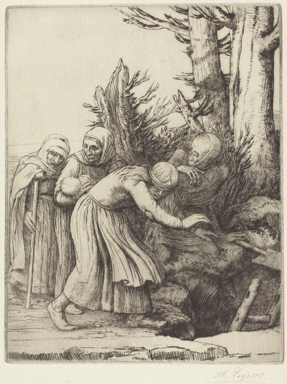 Dødens triumf: Døden forbereder en bolig til de hjemløse (Le triomphe de la Mort: La mort a prepare une demeure a des abandonnees) af Alphonse Legros