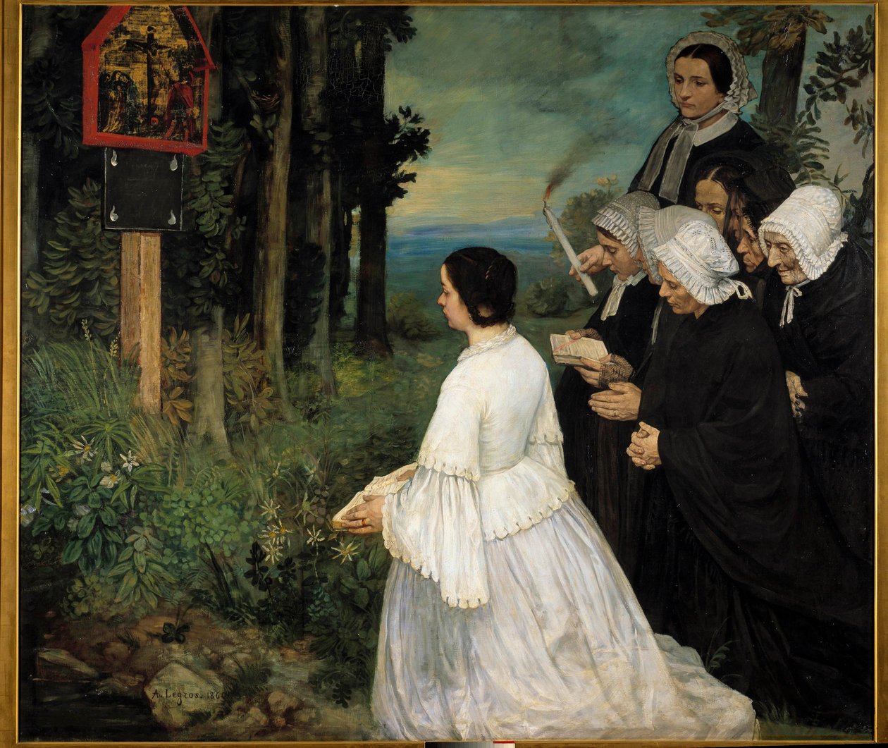 Ex-voto-kvinder (i traditionelle dragter bretonere?) samles foran en ex-voto. Maleri af Alphonse Legros (1837-1911) 1860 søn. 1,74x1,97 m Dijon, Museum of Fine Arts af Alphonse Legros