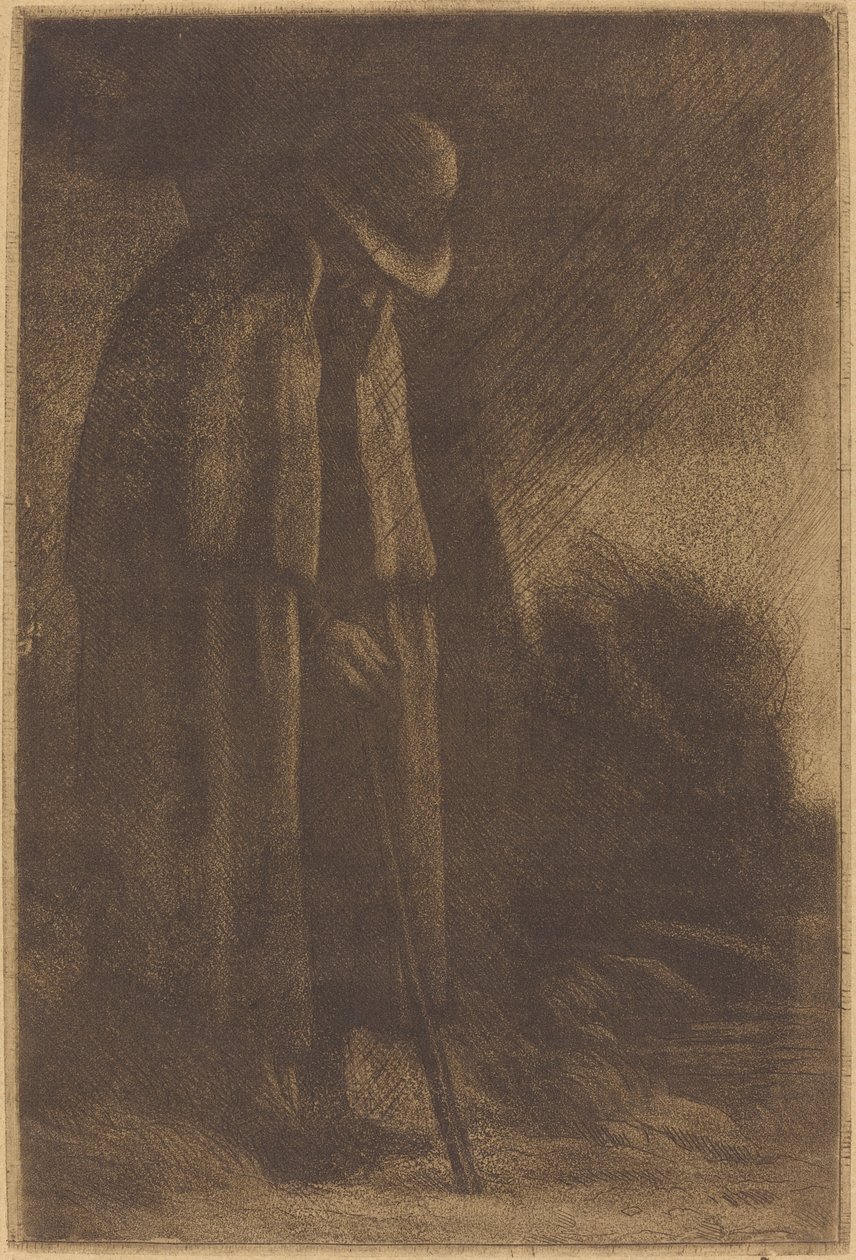 Rejsende tager ly af Alphonse Legros