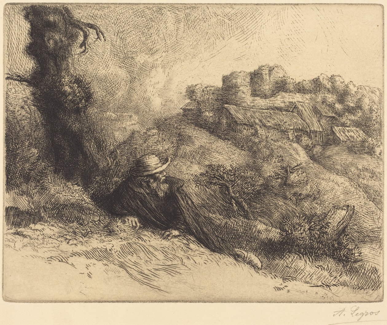 Udsigt over et slot (Château des Revenants) af Alphonse Legros