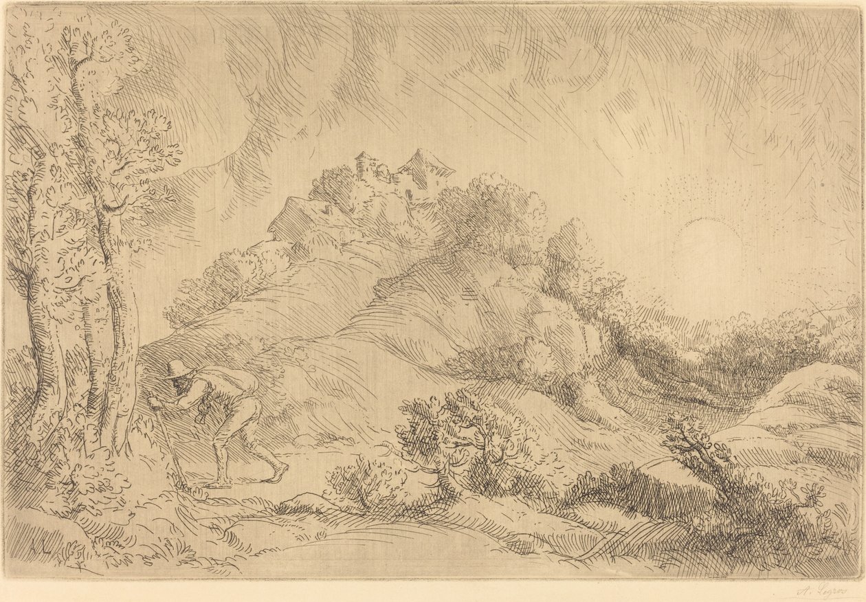 Udsigt over en gård (La ferme de Beauchamp) af Alphonse Legros