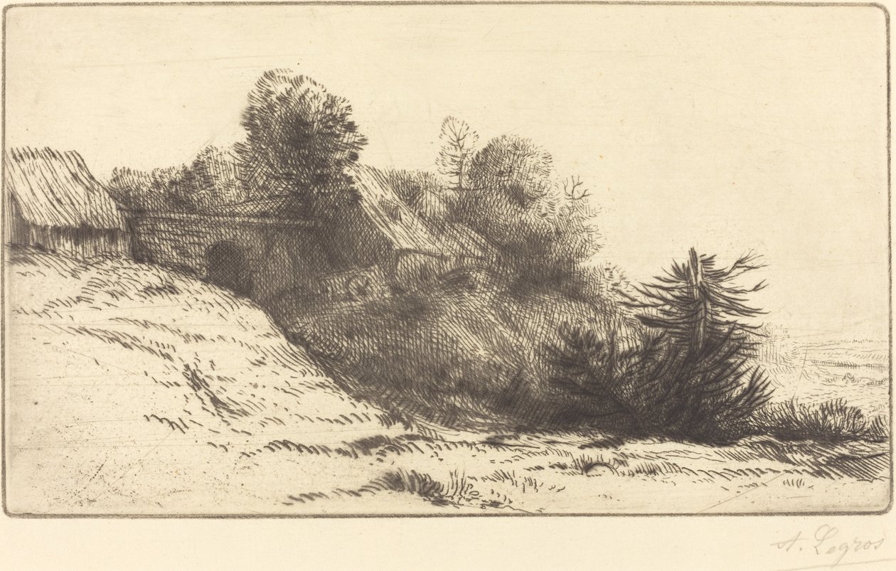 Udsigt over en gård, 2. tallerken af Alphonse Legros