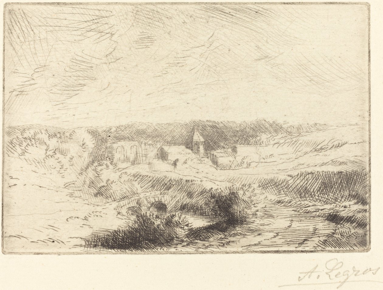 Village of Wimille, nær Boulogne Village de Wimille, pres Boulogne. af Alphonse Legros