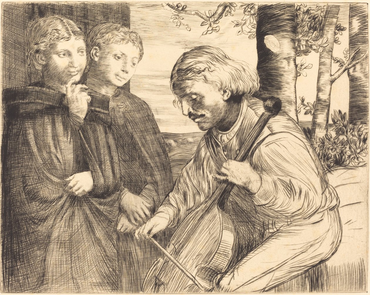 Viol Player Violspilleren. af Alphonse Legros