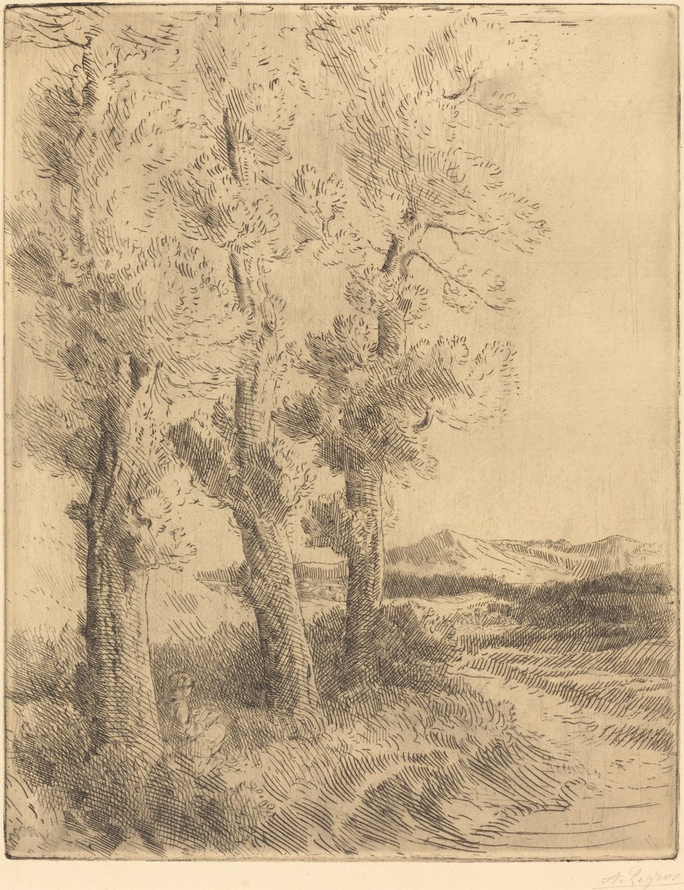 Kvindelæsning: Lektion under træerne La liseuse: Læsning under træerne. af Alphonse Legros