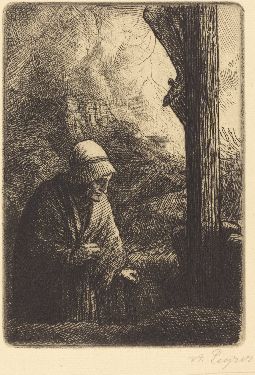 Kvinde ved korsets fod Femme au calvaire. af Alphonse Legros
