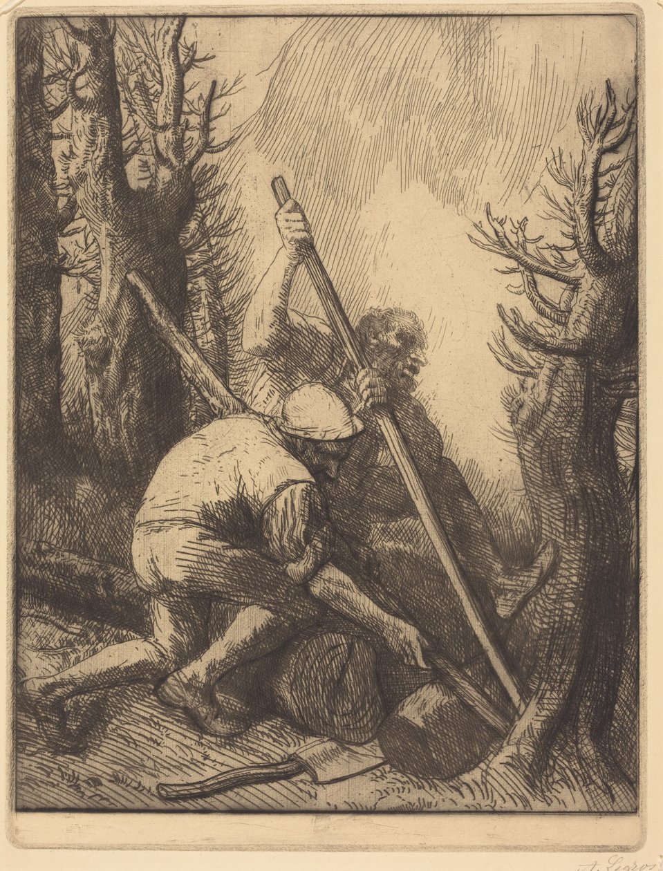 Woodcutters, 3. plade (Skovhuggerne) af Alphonse Legros