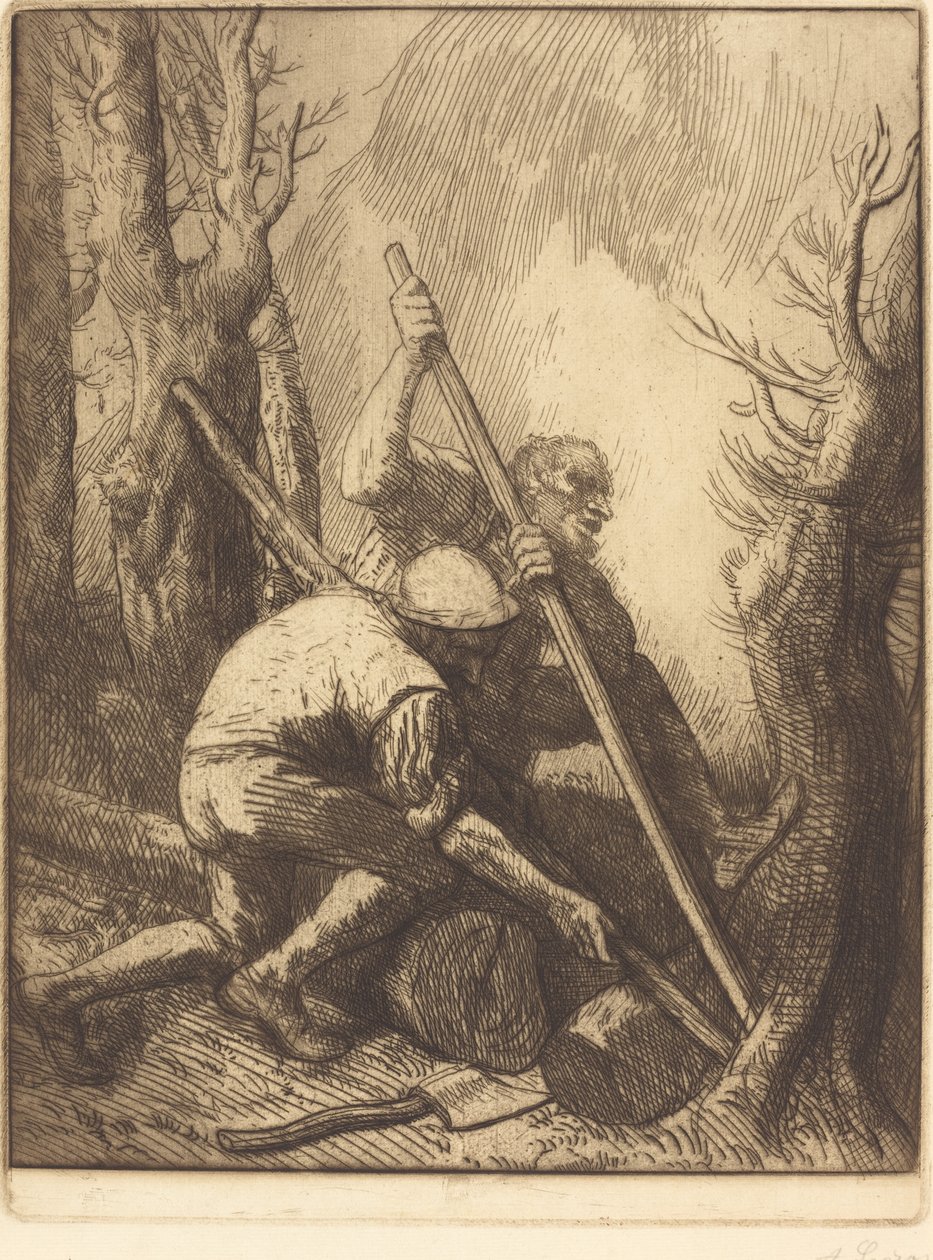 Træhuggere, 3. plade Les bucherons. af Alphonse Legros