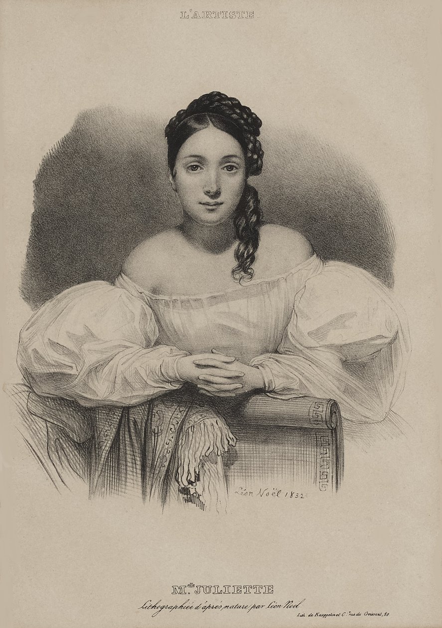 Portræt af Mademoiselle Juliette Drouet. af Alphonse Leon Noel