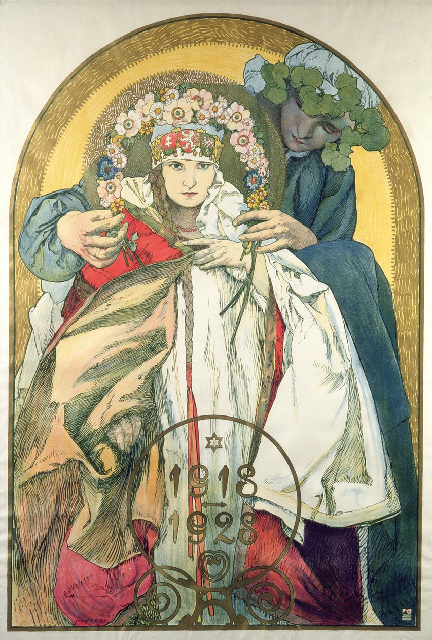 10-årsdagen for Republikken Tjekkoslovakiets uafhængighed af Alphonse Marie Mucha