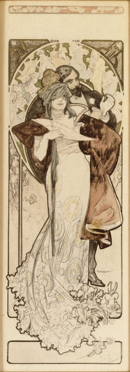 En model til litografien "Program 27. oktober 1900", ca. 1900 af Alphonse Mucha