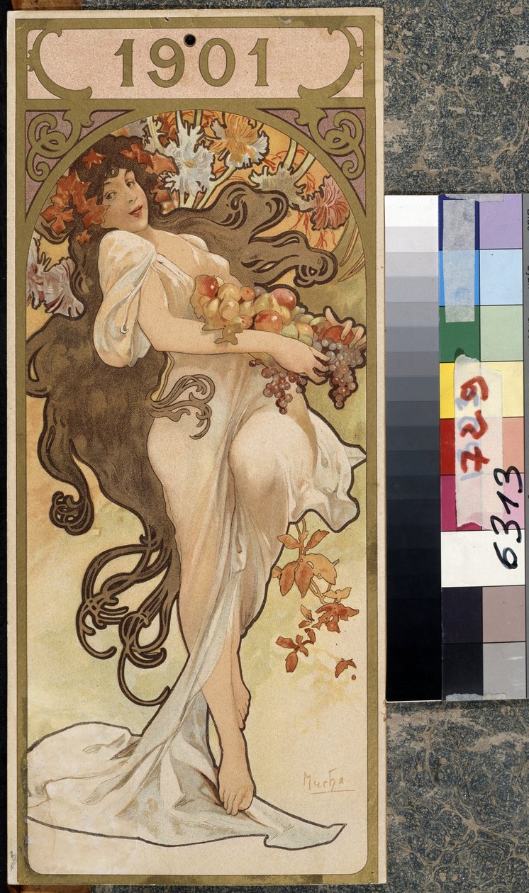 Årets kalender 1901. Kunstværk af Alfons Maria Mucha (Alphonse Marie Mucha af Alphonse Marie Mucha