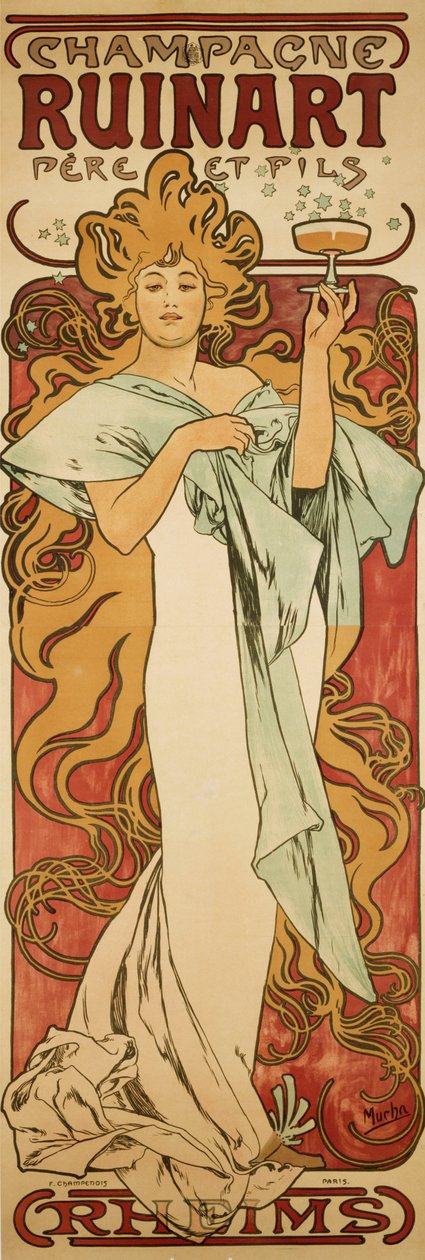 Champagne Ruinart, 1896 af Alphonse Mucha