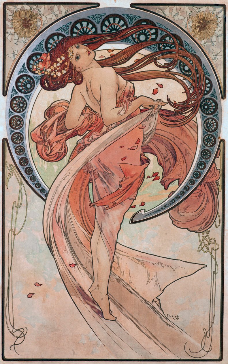 Dans (rose) af Alphonse Mucha