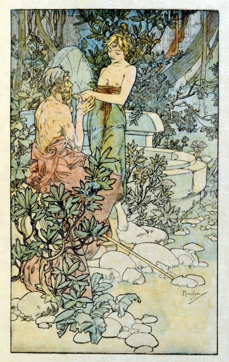 Illustration af Alphonse Mucha fra "Clio", et værk af den franske forfatter Anatole France. 1900. Mucha (1860 – 1939). var en tjekkisk art nouveau-maler af Alphonse Mucha
