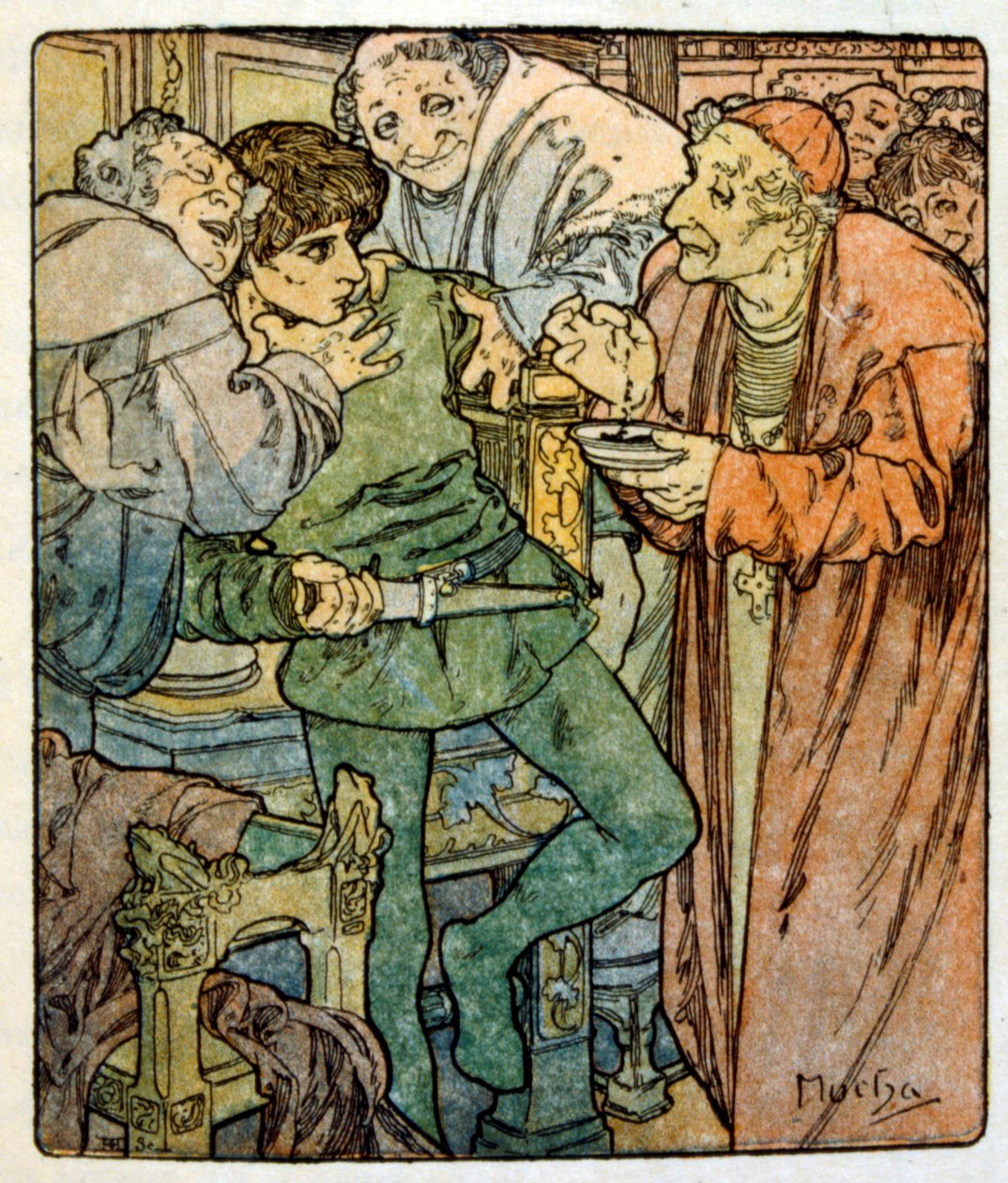 Illustration af Alphonse Mucha fra "Clio", et værk af den franske forfatter Anatole France. 1900. Mucha (1860 – 1939). var en tjekkisk art nouveau-maler af Alphonse Mucha