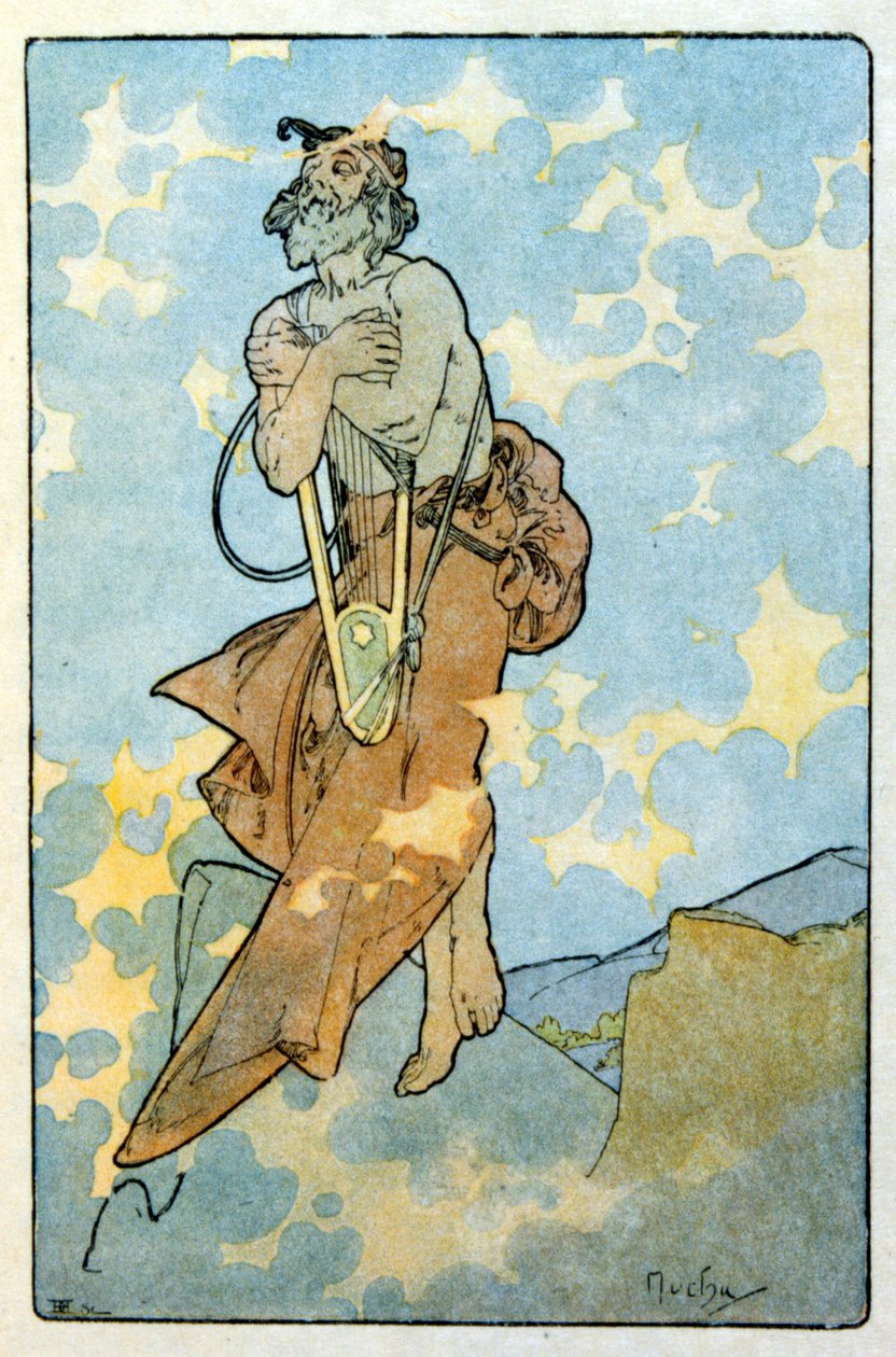 Illustration af Alphonse Mucha fra "Clio", et værk af den franske forfatter Anatole France. 1900. Mucha (1860 – 1939). var en tjekkisk art nouveau-maler af Alphonse Mucha