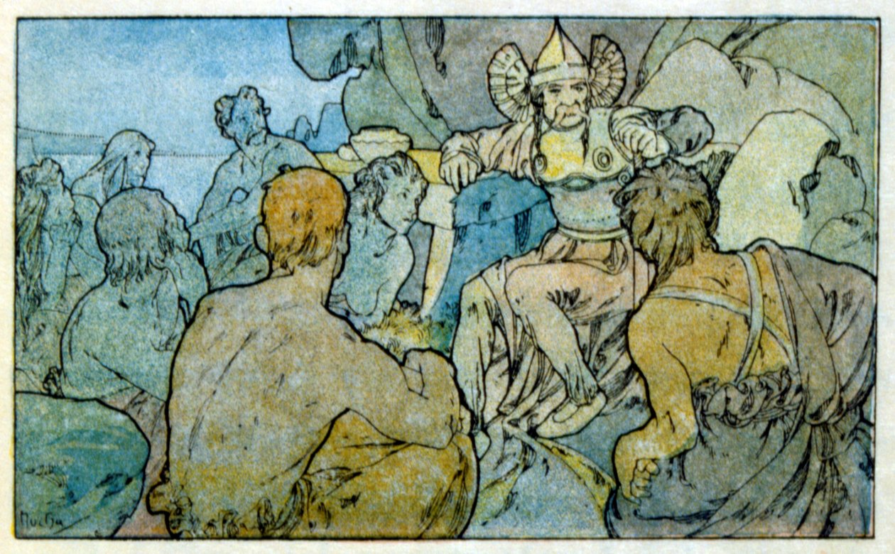 Illustration af Alphonse Mucha fra "Clio", et værk af den franske forfatter Anatole France. 1900. Mucha (1860 – 1939). var en tjekkisk art nouveau-maler af Alphonse Mucha