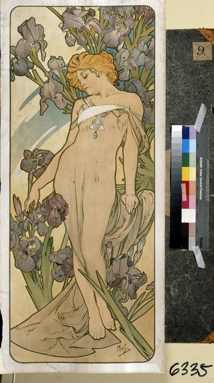 Iris (del af serien af ​​blomster). Kunstværk af Alfons Maria Mucha (Alphonse Marie Mucha af Alphonse Marie Mucha